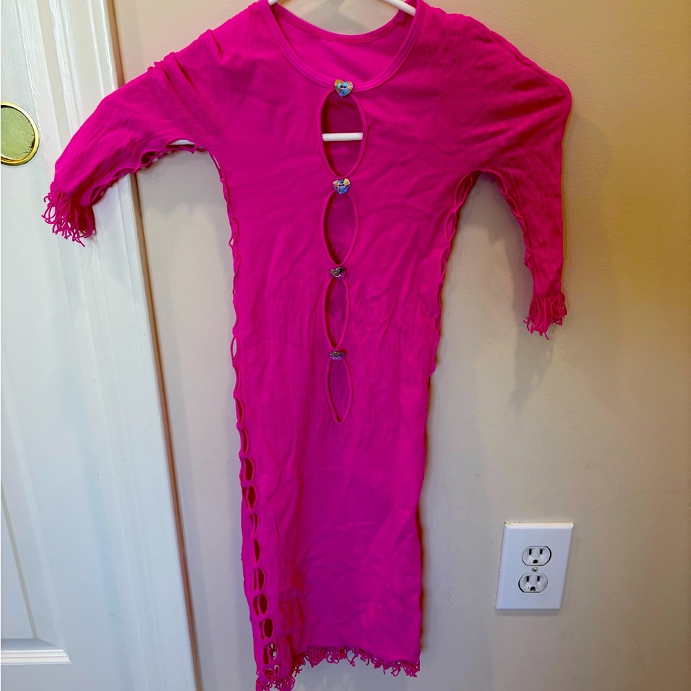 Poster girl Vibrant Pink Dress with Heart Cutouts